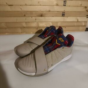 Jordan Athletic Shoes Beige and Plaid